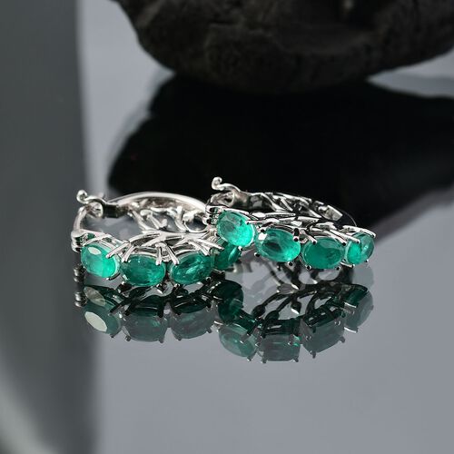 Smaragd-Quarz Triplette Ohrringe Messing ca. 4,98 ct. image number 1