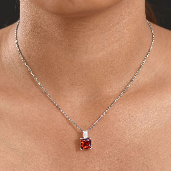 D'Joy Roter Zirkonia, Weißer Zirkonia Schmuckset ca. 50 cm 925 Silber und 316L Edelstahl 4.36 ct image number 2