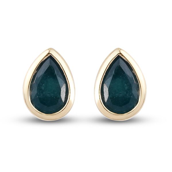 Blaugr&uuml;ne Grandidierit-Ohrstecker, 375 Gelbgold ca. 0,69 ct