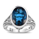 London Blau Topas und weißer Zirkon Ring, 925 Silber platiniert (Größe 18.00) ca. 8.63 ct image number 3