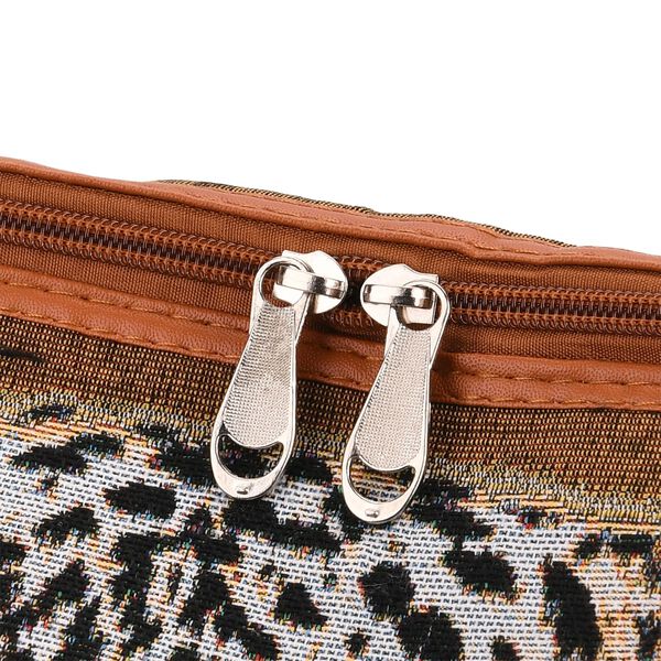 Reisetasche, 45x23x27cm, Braun mit Leopardenmuster image number 6