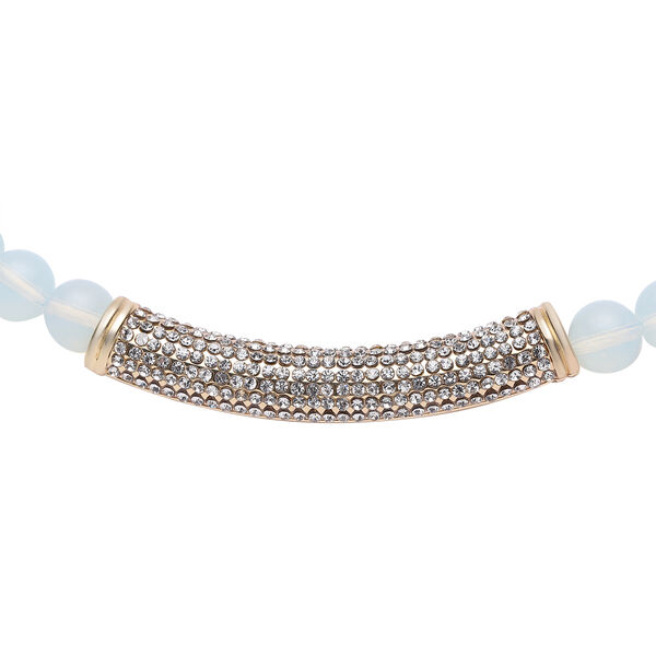 Opalit und wei&szlig;e Kristall-Halskette, ca. 49.5 cm,  goldfarben ca. 214,00 ct image number 3