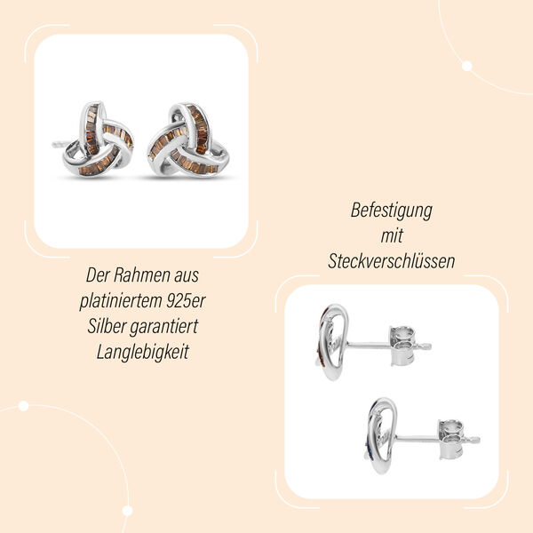 Liebesknoten rote Diamant-Ohrstecker, 925 Silber platiniert - 0,25 ct. image number 4