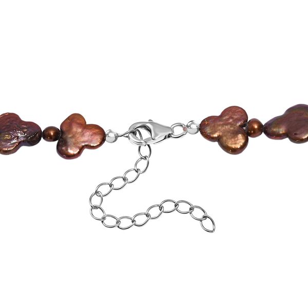 Metallisch Braun Perle Halskette ca. 45 cm 925 Silber rhodiniert 130.00 ct image number 4