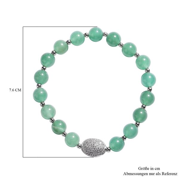 Gr&uuml;nes Aventurin und Zirkonia-Armband, 16,5 cm - 65 ct. image number 3