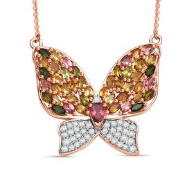 GP Trionfo Kollektion - AA Multi Turmalin, Zirkon und Kanchanaburi blaue Saphir-Halskette, 45 cm - 4,91 ct.