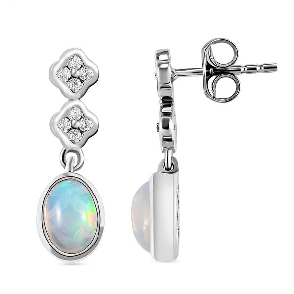 Nat&uuml;rliche, &auml;thiopische Opal und Zirkon-Ohrh&auml;nger in Silber image number 4