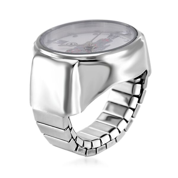 STRADA - Japanisches Uhrwerk, flexibles Ring-Uhr, Reiner Edelstahl, Rot image number 3