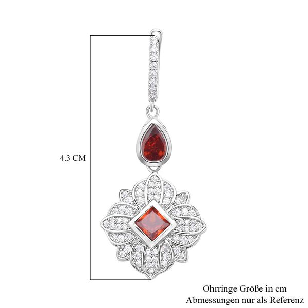 Rote und wei&szlig;e Zirkonia Ohrringe, Messing, ca. 1.80 ct image number 5