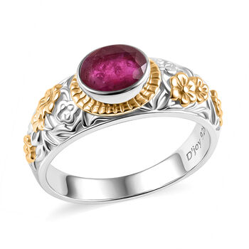 D'Joy Royal Bali -  Afrikanischer Rubin (Fissure gef&uuml;llt) Ring 925 Silber (Gr&ouml;&szlig;e 17.00) ca. 1.89 ct