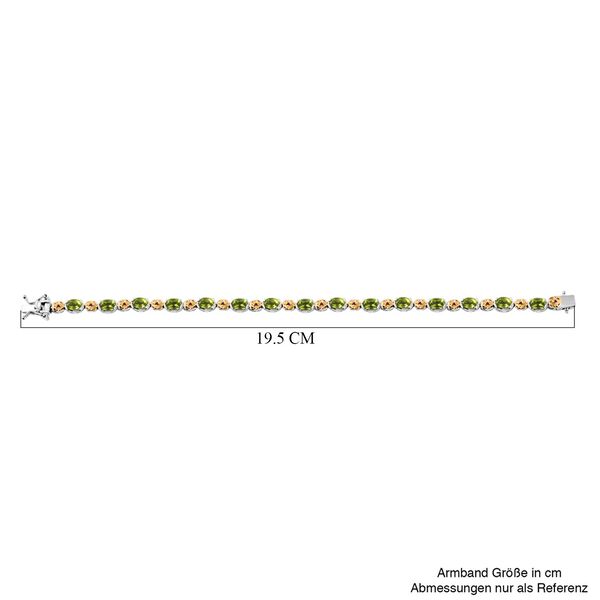 D'joy Natürlicher Peridot, Natürlicher Rhodolith Granat Armband ca. 19 cm 925 Silber Rhodiniert und 750 Gelbgold Vermeil ca. 7.61 ct image number 5