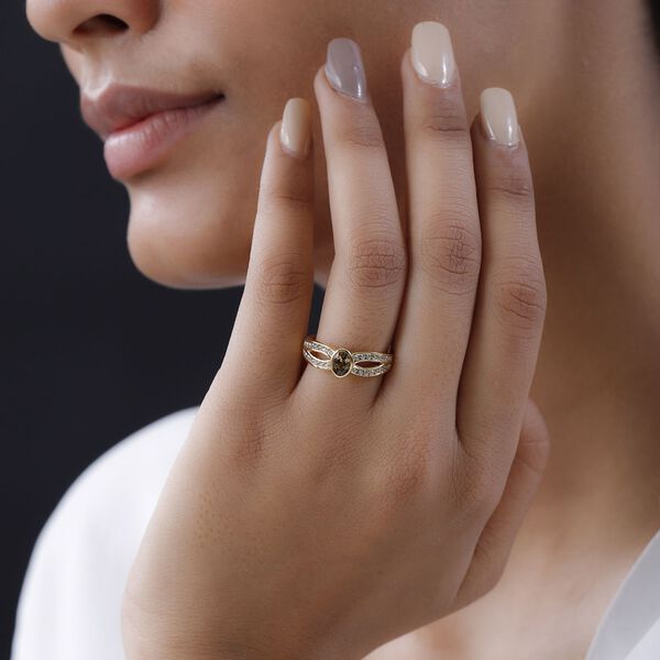 Nat&uuml;rlicher, goldener Tansanit und Zirkon-Ring - 0,87 ct. image number 3