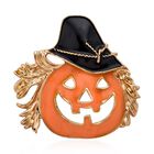 Emaillierte Kürbis-Brosche, ca. 4,50g, silberfarben