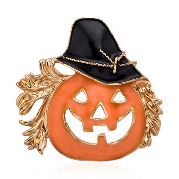 Emaillierte K&uuml;rbis-Brosche, ca. 4,50g, silberfarben