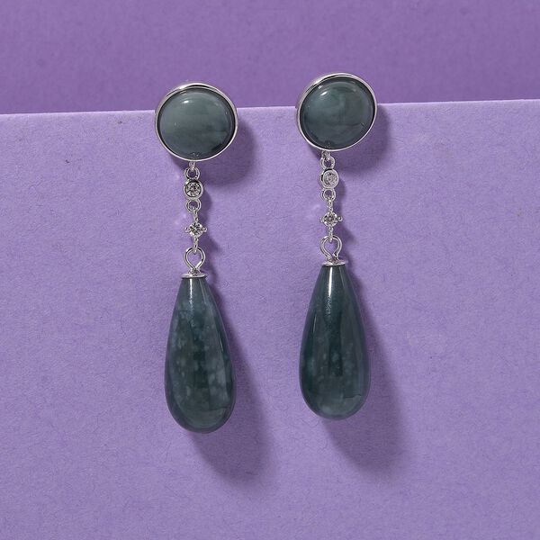 EXTREM SELTEN - Natürlicher Olmek Jadeit Ohrringe 925 Silber rhodiniert ca. 50.00 ct image number 1