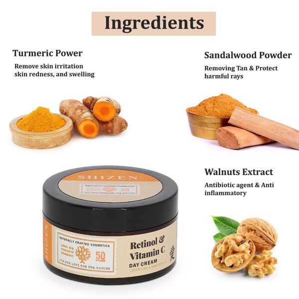 SHIZEN - Retinol & Vitamin C Tagescreme (50g), Parabenfrei, 100% Organisch image number 5