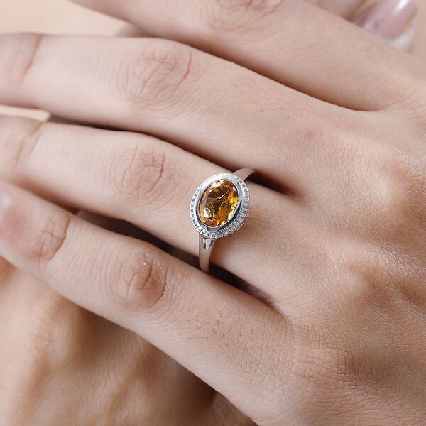 AA Serra Gaucha Citrin Ring, 925 Silber platiniert, (Gr&ouml;&szlig;e 16.00) ca. 1.63 ct image number 3