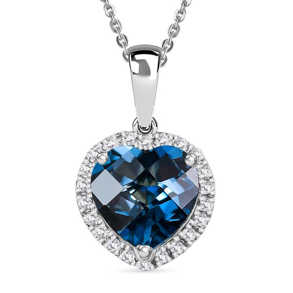 AA London Blau Topas, Wei&szlig;er Zirkon Schmuckset ca. 50 cm 925 Silber rhodiniert ca. 2.32 ct