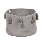 Aufbewahrungskorb aus 100 % Baumwolle mit Quasten, 45x45x30 cm, Grau