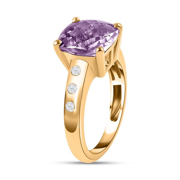 AA Rose De France Amethyst, Wei&szlig;er Zirkon Ring 925 Silber 750 Gelbgold Vermeil (Gr&ouml;&szlig;e 19.00) ca. 4,09 ct image number 5