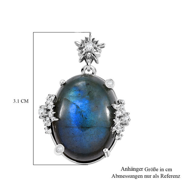 GP Spezial Kollektion AAA Labradorit, Weißer Zirkon Anhänger, 925 Silber rhodiniert ca. 19.37 ct image number 5
