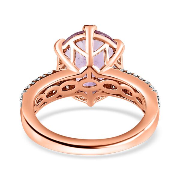 AA Rose De France Amethyst, wei&szlig;er Zirkon Ring, 925 Silber ros&eacute;vergoldet (Gr&ouml;&szlig;e 16.00) ca. 4.58 ct image number 6