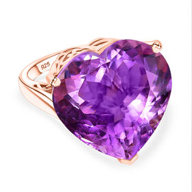 AAA Rose De France Amethyst Ring 925 Silber 750 Ros&eacute;gold Vermeil (Gr&ouml;&szlig;e 17.00) ca. 24,94 ct