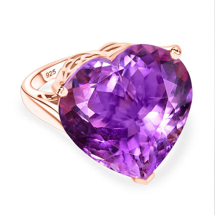 AAA Rose De France Amethyst Ring 925 Silber 750 Ros&eacute;gold Vermeil (Gr&ouml;&szlig;e 17.00) ca. 24,94 ct