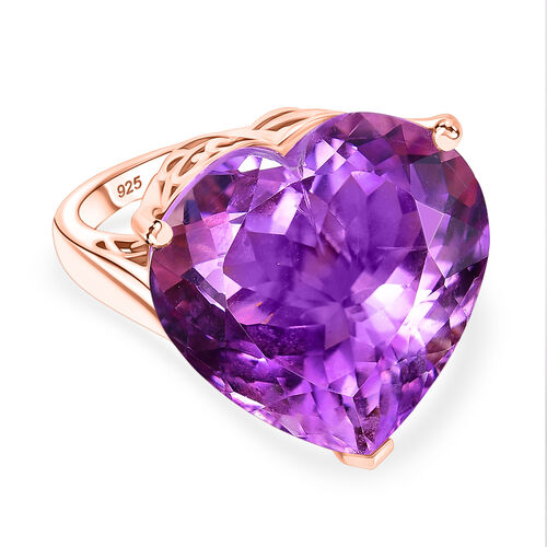 AAA Rose De France Amethyst Ring 925 Silber 750 Roségold Vermeil (Größe 17.00) ca. 24,94 ct image number 0