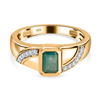 Grandidierit und Zirkon-Ring, 925 Silber vergoldet (Gr&ouml;&szlig;e 16.00) ca. 0,73 ct