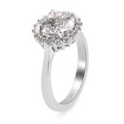 LUSTRO STELLA Hergestellt mit ZIRKONIA Halo Ring 925 Silber Platin-Überzug (Größe 20.00) ca. 3,71 ct image number 3