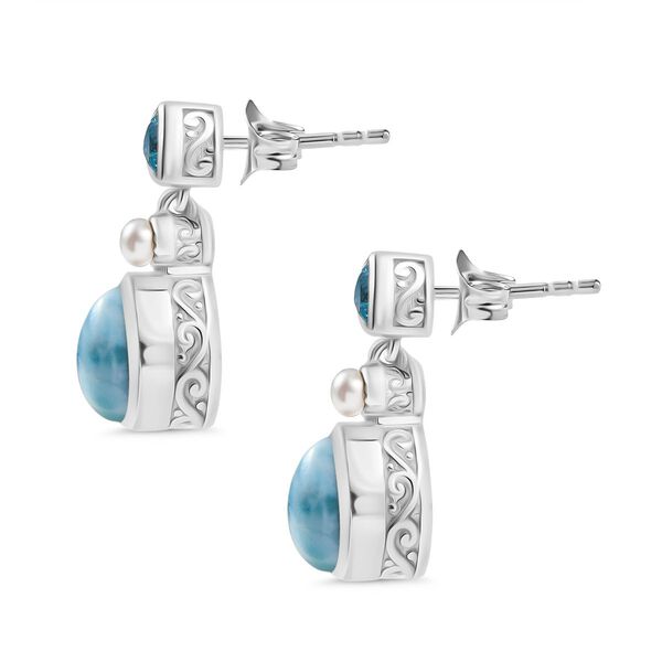 D'Joy AA Larimar, Himmelblauer Topas Ohrringe 925 Silber rhodiniert image number 4