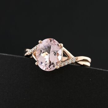 LUXORO zertifiziert und gepr&uuml;ft AAA Rosa Morganit und Diamant Ring in 417 Ros&eacute;gold - 3,50 ct.