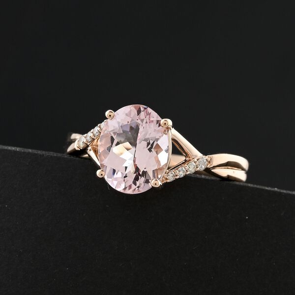 LUXORO zertifiziert und gepr&uuml;ft AAA Rosa Morganit und Diamant Ring in 417 Ros&eacute;gold - 3,50 ct. image number 1