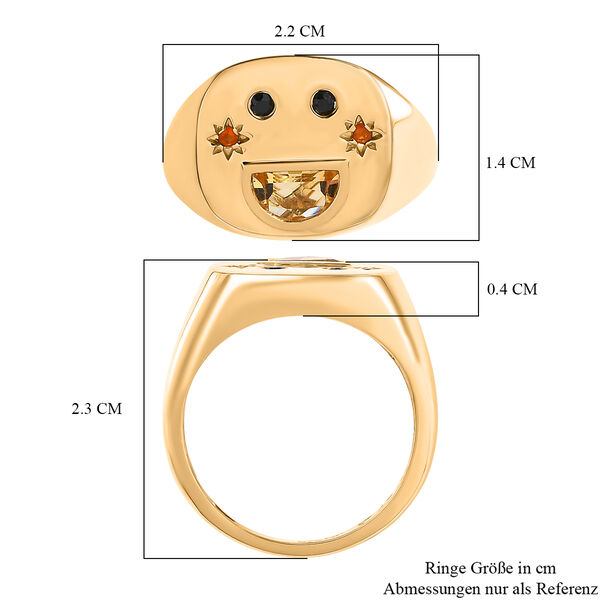 GP Celestial Kollektion- Citrin, schwarzer Spinell, Feueropal und blauer Saphir Ring, 925 Silber vergoldet - 0,59 ct. image number 8
