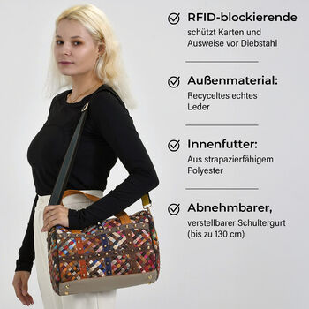 Chaos by Elsie Crossbody-Tasche aus echtem Leder, Multicolor, RFID-Schutz und Mini-Taschenlampe, 31,5x17,5x19,5 cm