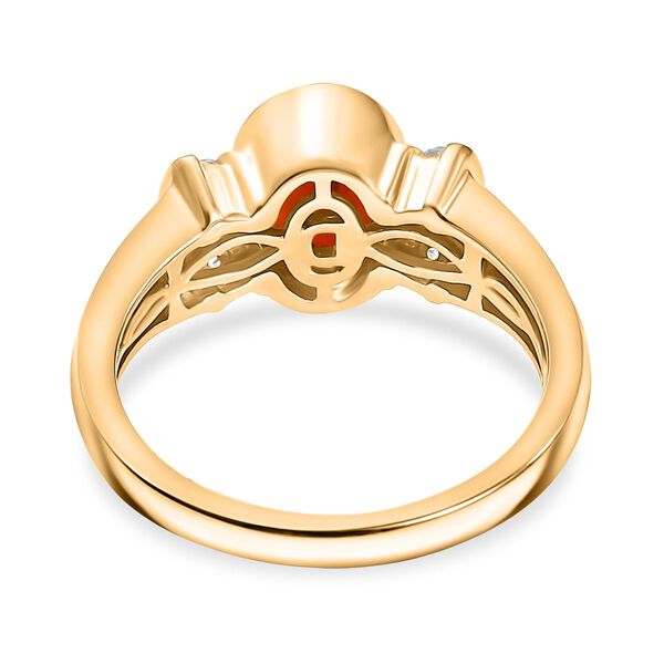 Djoy AAA Blaze Feueropal, Weißer Zirkon Ring 925 Silber 750 Gelbgold Vermeil (Größe 18.00) ca. 1.01 ct image number 6