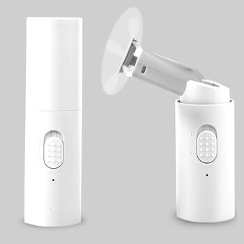 Tragbarer und wiederaufladbarer Mini-Ventilator mit Powerbank, Wei&szlig;