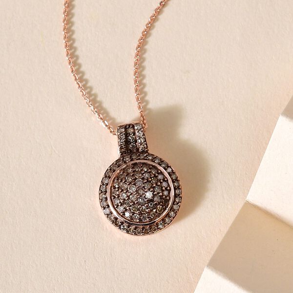 Nat&uuml;rlicher Champagner Diamant-Anh&auml;nger mit 50cm Kette - 0,75 ct. image number 3