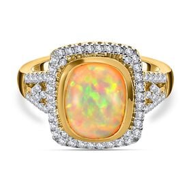 Natürlicher, äthiopischer Welo Opal und Zirkon-Halo-Ring - 3,78 ct.