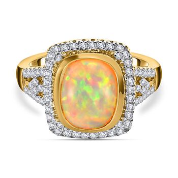 Nat&uuml;rlicher, &auml;thiopischer Welo Opal und Zirkon-Halo-Ring - 3,78 ct.