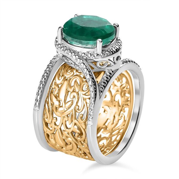 2er Set- Smaragd-Quarz Triplette Schmuckset ca. 3.30 ct image number 6