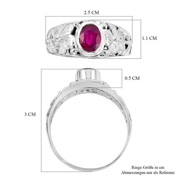 Royal Bali - Afrikanischer Rubin (Fissure gef&uuml;llt) Ring, 925 Silber Schwarz oxidiert (Gr&ouml;&szlig;e 16.00) ca. 1,40 ct image number 6