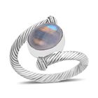 Royal Bali - Regenbogen Mondstein Ring, 925 Silber, (Größe 19.00) ca. 5.85 ct