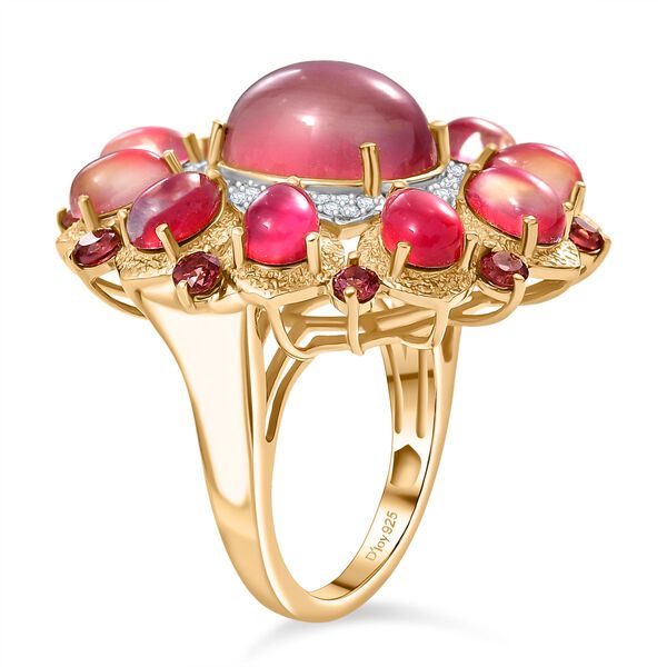 D'Joy Maulbeer Mondstein Ring 925 Silber 750 Gelbgold Vermeil (Gr&ouml;&szlig;e 17.00) ca. 11,31 ct image number 5