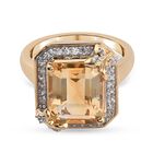 Citrine und Zirkon Ring 925 Silber 585 Vergoldet image number 0