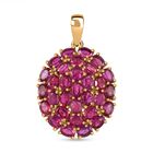Afrikanischer Rubin (Fissure gefüllt) Anhänger 925 Silber 750 Gelbgold Vermeil ca. 7.72 ct