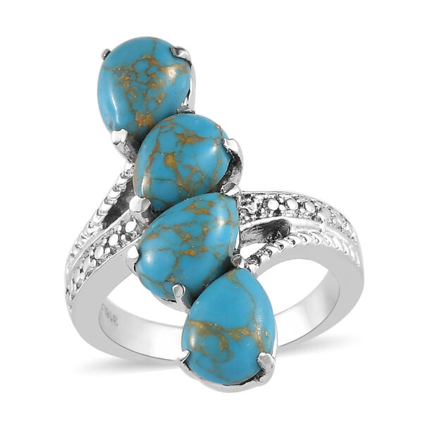 Blaues T&uuml;rkis bypass Ring Edelstahl  ca. 4,79 ct image number 2