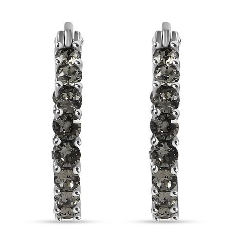 J Francis gefertigt mit SWAROVSKI- Schwarze Diamant Swarovski-Kristall Inside-Out-Creolen image number 0