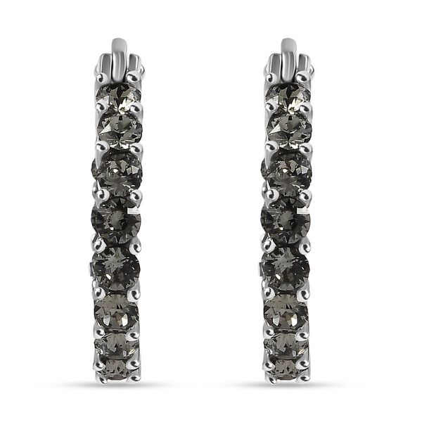 J Francis gefertigt mit SWAROVSKI- Schwarze Diamant Swarovski-Kristall Inside-Out-Creolen image number 0